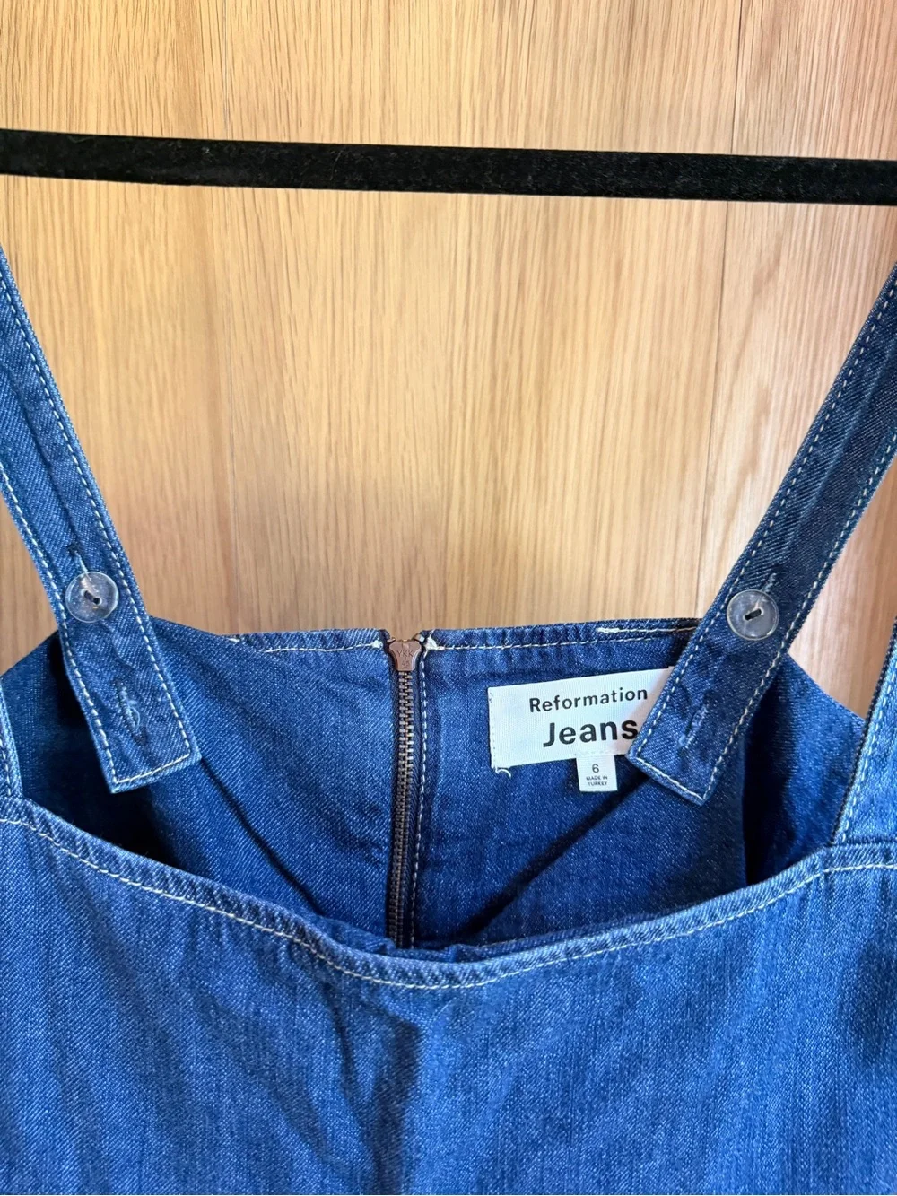 Reformation Cecil Denim Square-Neck Mini Dress - Picture 5 of 7